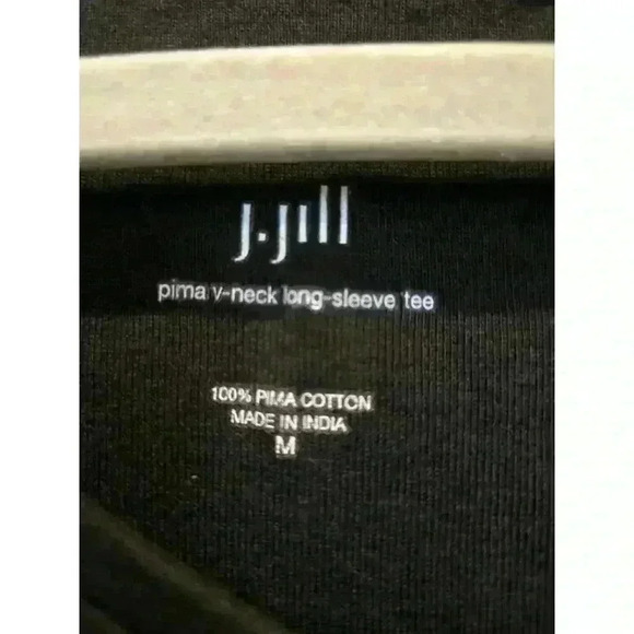 J. Jill Women's V-Neck Long Sleeve Tee Black Size M Casual Top - Picture 4 of 7